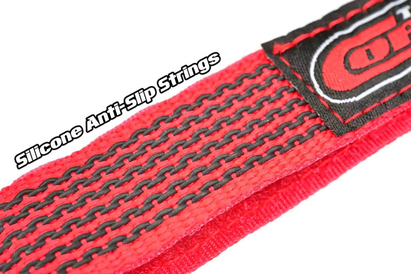 50536 - Pro Battery Straps - 300x20mm - Metal Buckle - Silicone Anti-Slip Strings - Red - 2 pcs
