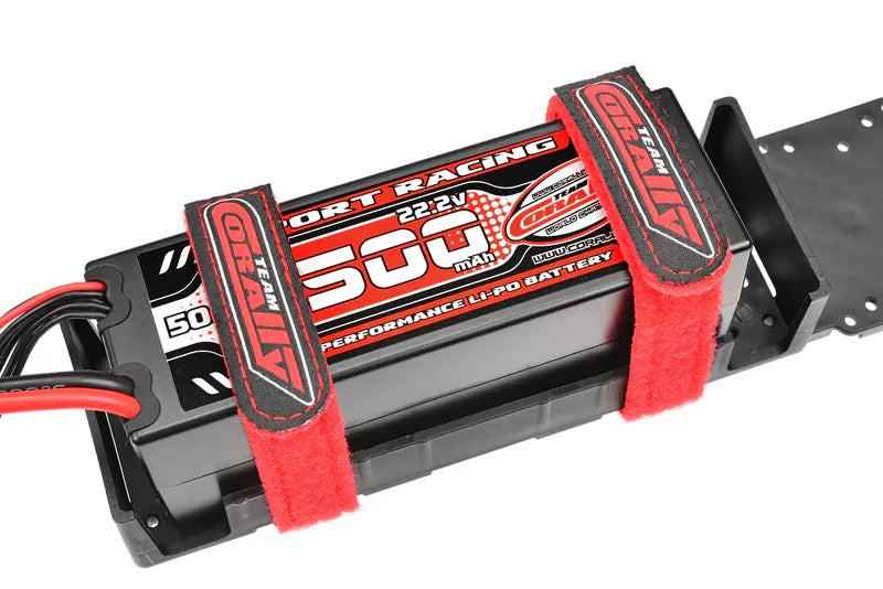 50536 - Pro Battery Straps - 300x20mm - Metal Buckle - Silicone Anti-Slip Strings - Red - 2 pcs