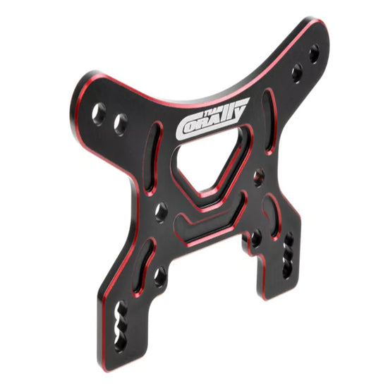 00140-167 - Shock Tower - Front - 3mm - Aluminum 7075 - Hard Anodized Black/Red - 1 pc