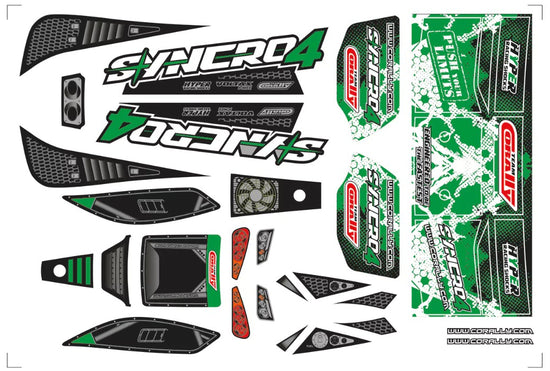 00180-105 - Body Decal Sheet, Syncro 4, Pre-Cut, Green, 1 Pc
