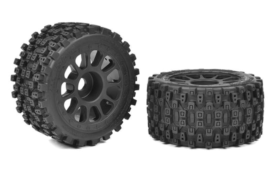 00180-119 - 1-8 Buggy Tires - Scorpion XTB - Rear Wide - Glued on Black Rims - Off-Set 2WD - 1 Pair