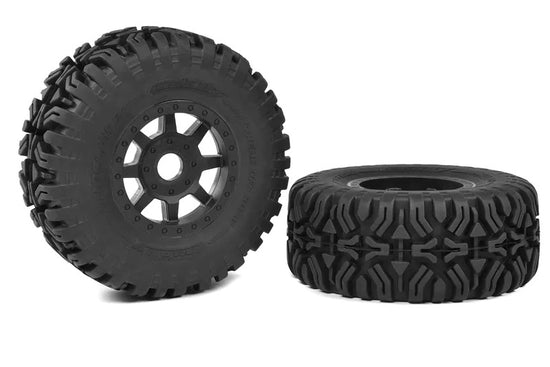 00180-125 - 1-8 SC Tires - Mudclaws - Glued on Black SC Rims - 1 Pair