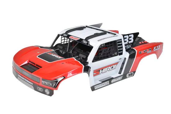 00180-125 - Polycarbonate Body Shiroi+ Driver Interior + Roll Cage + Body Accessories - Decals - Red - Cut - 1pc