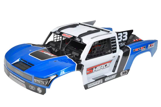 00180-125 - Polycarbonate Body Shiroi+ Driver Interior + Roll Cage + Body Accessories - Decals - Blue - Cut - 1p