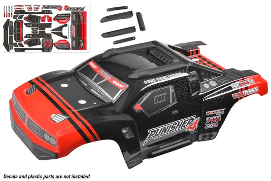 00180-132 - Polycarbonate Body - Punisher 4 - Painted - Cut - Decals - Color Red - 1pc