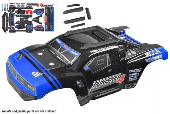 00180-132 - Polycarbonate Body - Punisher 4 - Painted - Cut - Decals - Color Blue - 1pc