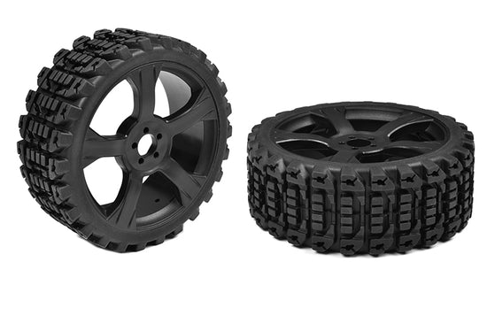 00180-611 - Off-Road 1/8 Buggy Tires - Xprit - Glued on Black Rims - 1 pair