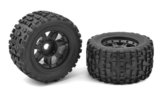 00180-632 - Monster Truck Tires, XL4S, Grabber, Glued on Black Rims, 1 pair for Kagama