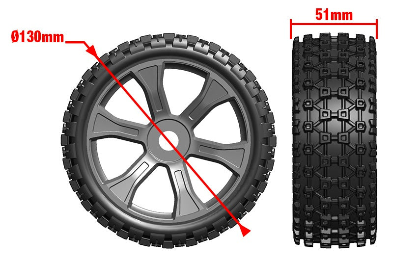 00180-856 - Asuga XLR Off-Road Low Profile Tires Glued on Black 1 pair