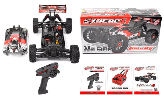 00287-R - Syncro-4 1/8 4S Brushless Off Road Buggy, RTR, Red