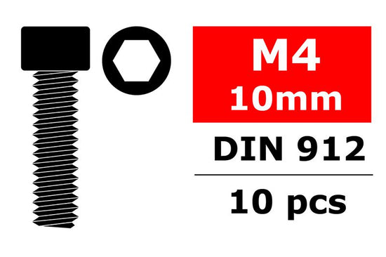 3001-40-10 - Steel Screws M4 x 10mm, Hex Socket Head, 10pcs