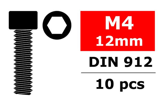 3001-40-12 - Steel Screws M4 x 12mm, Hex Socket Head, 10pcs