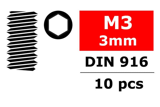 3004-30-0 - Steel Set Screws M3 x 3mm, Hex 10pcs