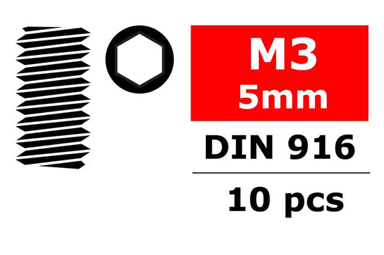 3004-30-0 - Steel Set Screws M3 x 5mm, Hex 10pcs