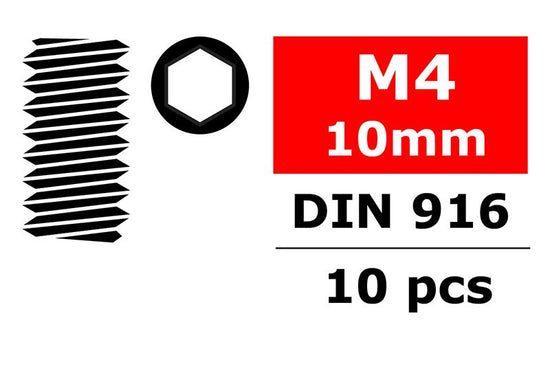 3004-40-1 - Steel Set Screws M4 x 10mm, Hex, 10pcs