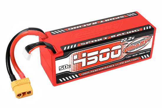 49431 - 4500mAh 22.2v 6S 50C Hardcase Sport Racing LiPo Battery with Hardwired XT90 Connector