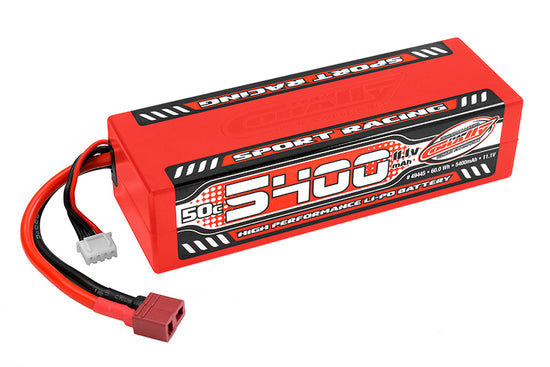 49445 - 5400mAh 11.1v 3S 50C Hardcase Sport Racing LiPo Battery with Hardwired T-Plug Connector