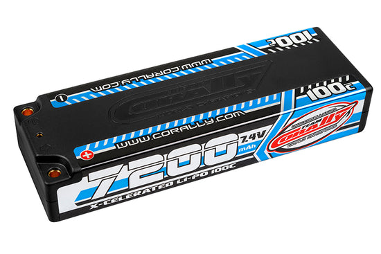 49720 - 7200mAh 7.4v 2S 100C X-Celerated Hardcase Lipo Battery - 4mm Bullets