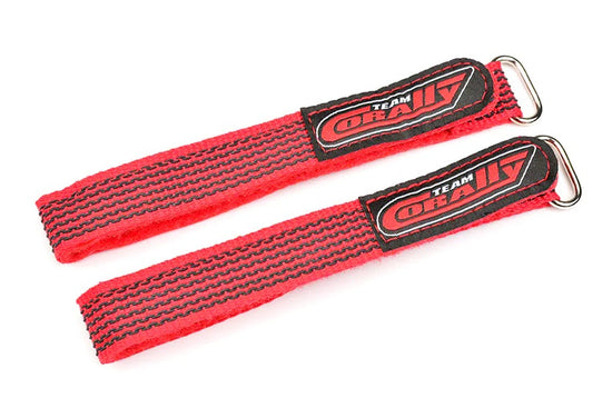 50536 - Pro Battery Straps - 300x20mm - Metal Buckle - Silicone Anti-Slip Strings - Red - 2 pcs