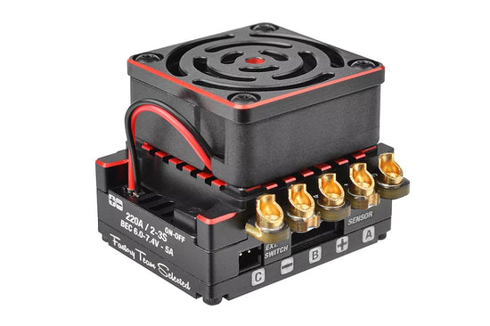 53030 - CMM-10 Racing Controller - 2-3S - 220A - BEC 6-7.4V 5A - Sensored-Sensorless - Black - Red Color
