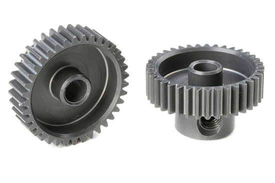 70337 - 64 DP Pinion - Short - Hard Anodized AL7075 - 37 Teeth - Shaft Dia. 3.17mm